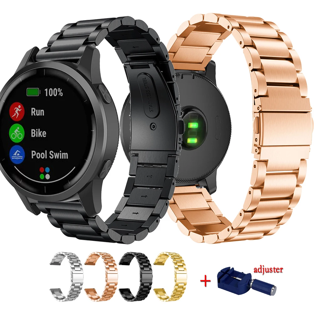 

Металлический ремешок для наручных часов Garmin Vivoactive 5/4/3, из нержавеющей стали, 20 мм, ремешок для наручных часов в деловом стиле, браслет с регулятором для часов