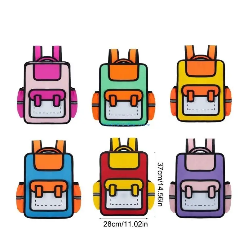 63HC Delicate Cartoon 3D Backpack Anime Styles Bag Casual School Bags for Students 6