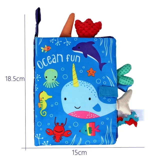 0-36M Baby Early Learning Toy Tail Cloth Book Parent-child Interactive Sound Paper Puzzle Baby Book Soft Cloth Books  Rattle 6