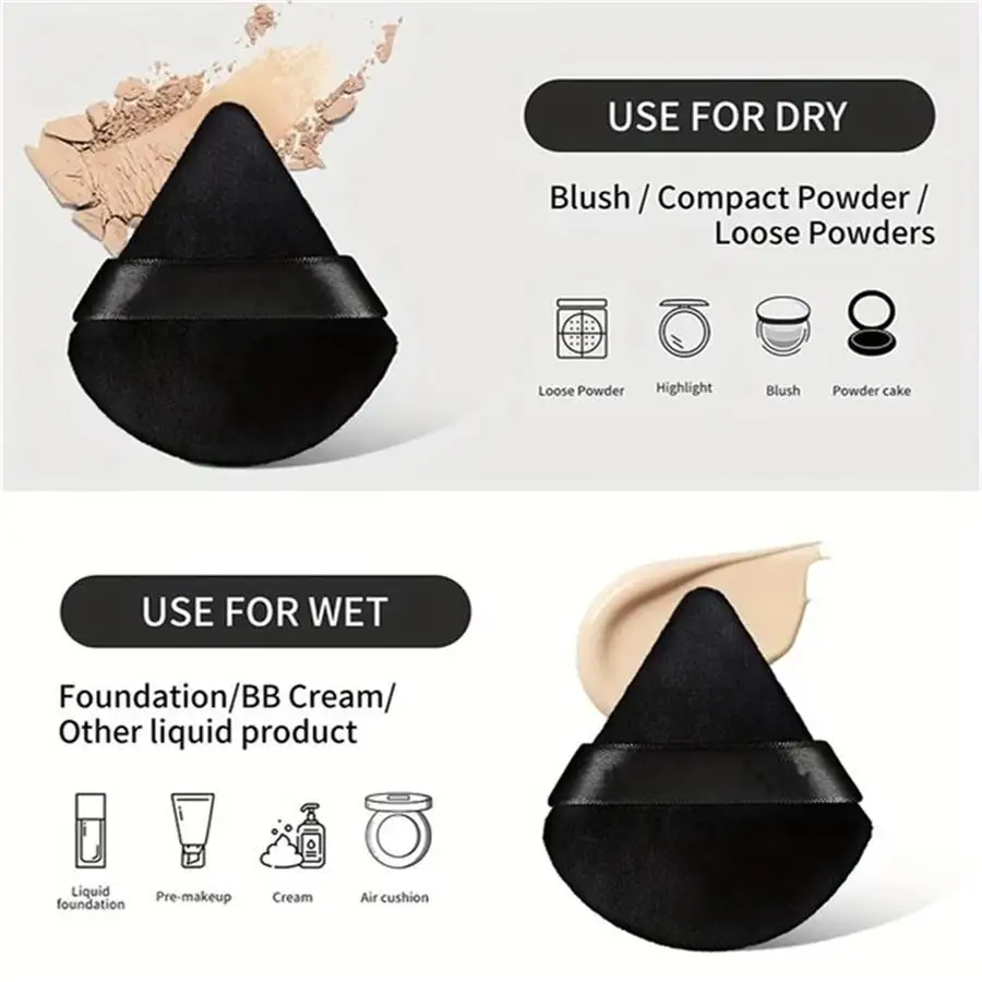12Pcs Triangle Powder Puff Soft Makeup Sponge Face Make Up Eyes Contouring Shadow Cosmetic Washable Velvet Makeup Puff Tool 2