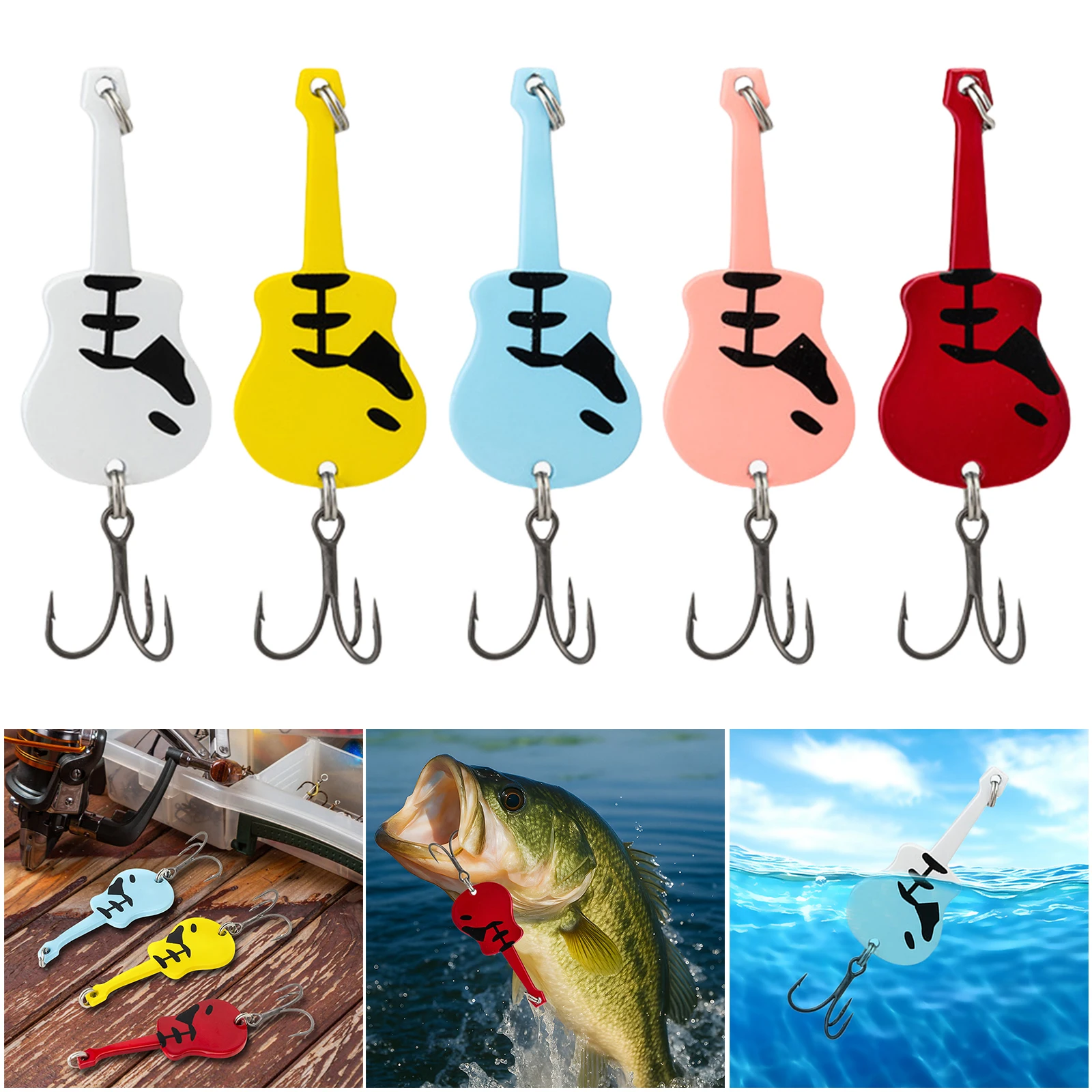 5pcs Metal Spoon Spinner Fishing Lure with Treble Hook Spoonbait Crankbaits Artificial Bait for Trout