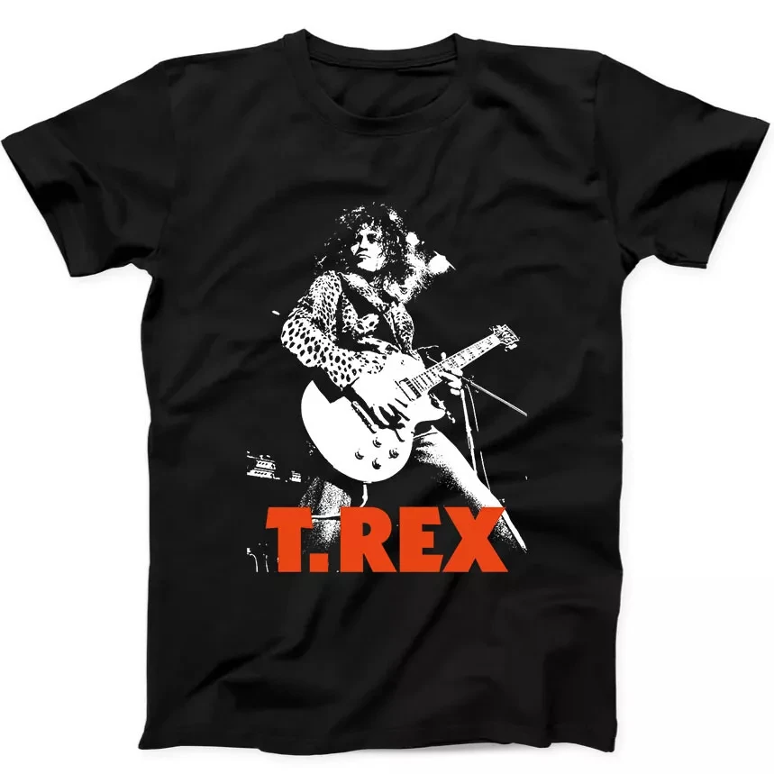חולצת טי-שירט שחורה עם גרפיקה של להקת הרוק T.Rex, מרק בולאן, מוזיקה, טרקס - מתנה מושלמת לגברים ונשים בקיץ