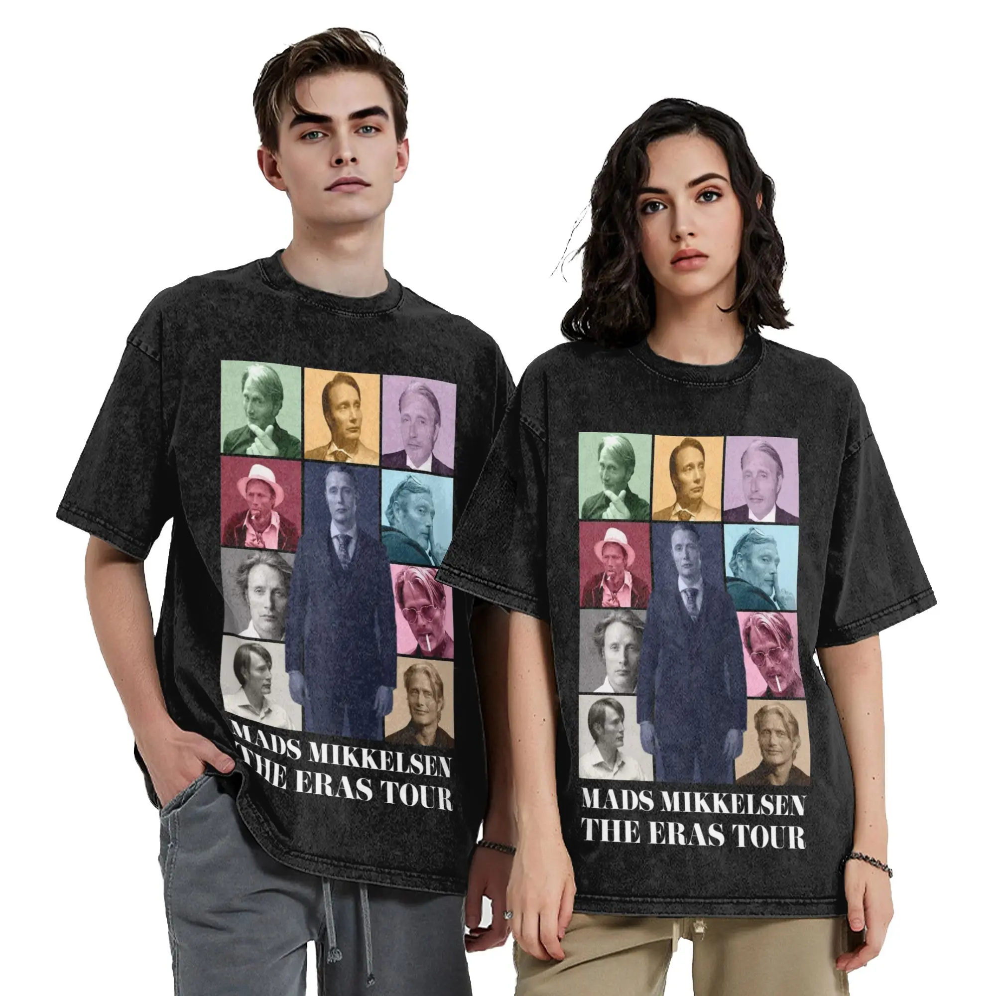 Mads Mikkelsen Eras Tour Washed T-Shirts Streetwear Coole T-Shirts Tops für Männer und Frauen Kurzarm High Street Bedruckt