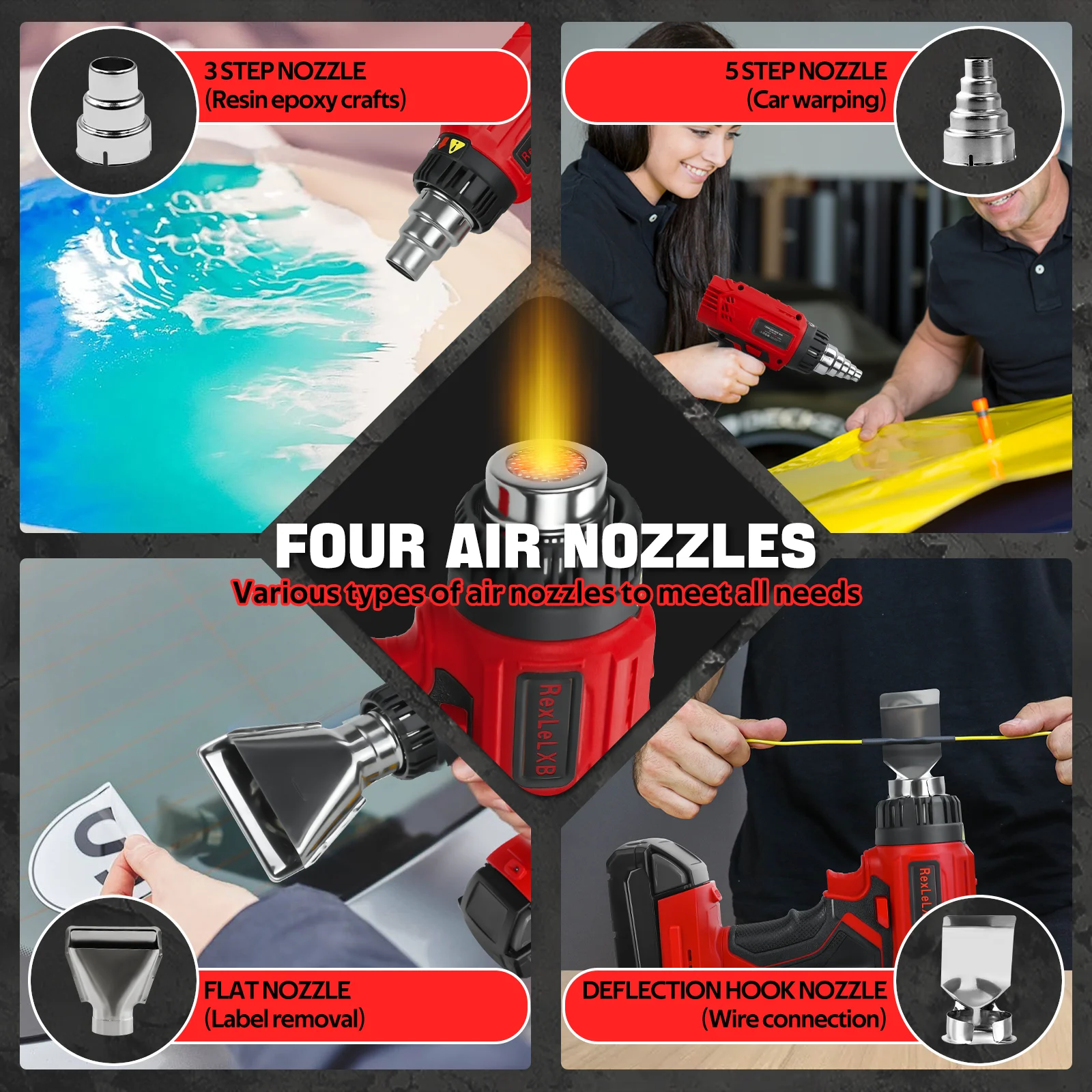 Cordless Heat Gun For Milwaukee 18V Battery, 350W 1022°F (550°C) Soldering He - View #3