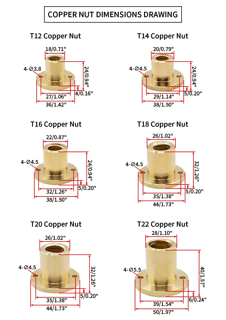 T12 Trapez schraube mit Muttern satz länge 1000-mm kp/kfl Halter vertikales Kit Kabel 2/3/4/6/8/10/12/14mm Getriebe teile – Detail 5