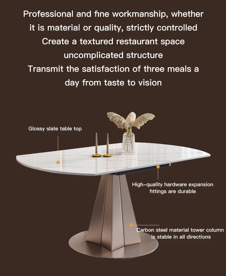 Description Picture 4 of itemExtendable 6 Seater Dining Table For High-end Restaurant Custom Home Furniture Marble Stone Round Kitchen Table With Turntable