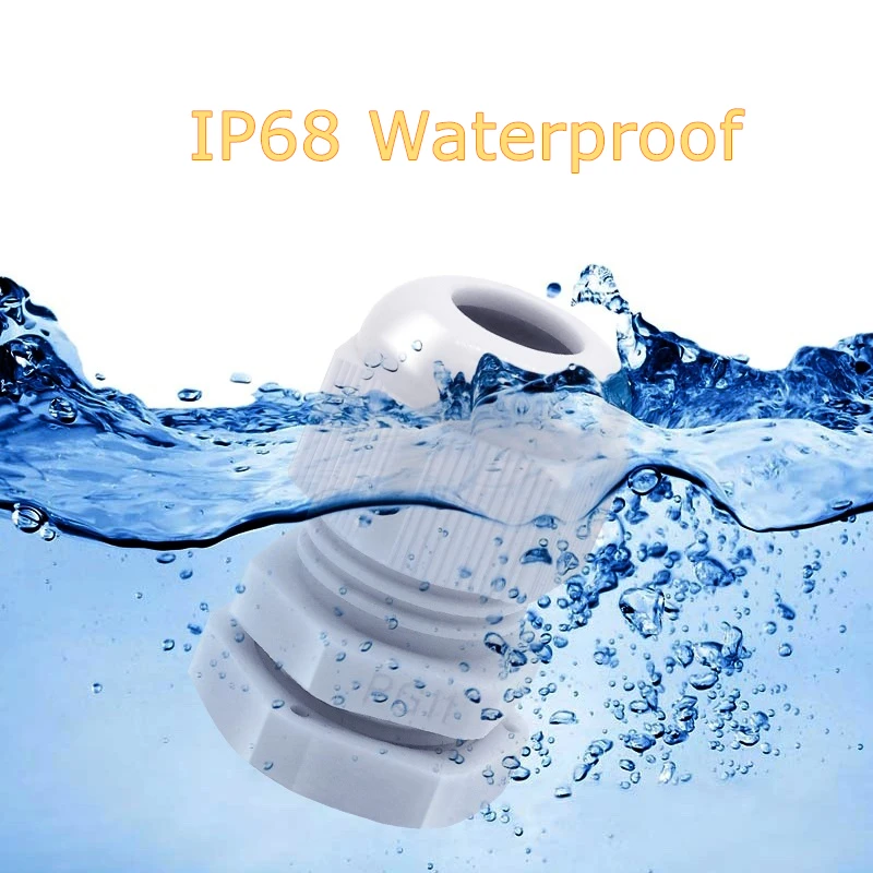 Wall Cable Glands White/Black 12-16mm M25 Plastic Model IP68 Passes Waterproof Wires Connector Good Sealing ping