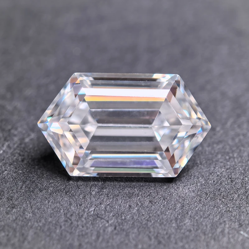 

Moissanite Stone Long Hexagon Shape D Color Special Cut Charm Gemstone DIY Ring Necklace Earrings Main Materials GRA Certificate