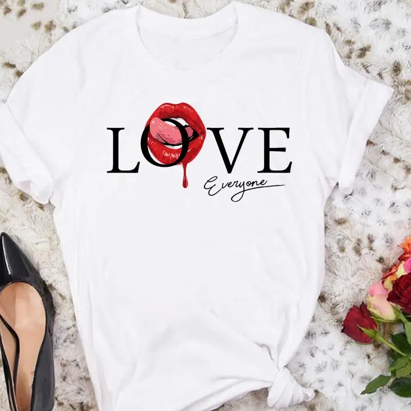 

Women Cartoon Clothing Sexy Lip 90s Ladies Cute Summer Travel Tshirts Fashion Trend Graphic T Top Lady Print Tee T-Shirt