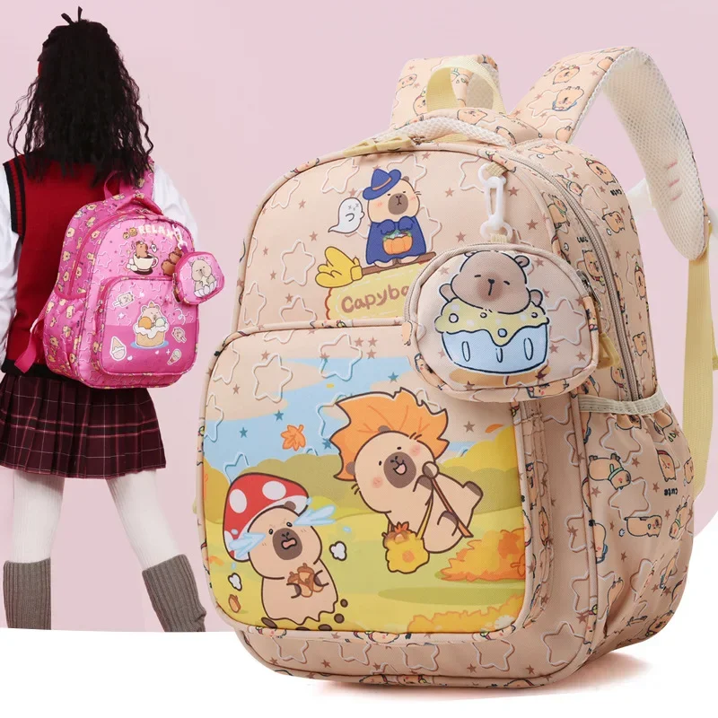 Cute Capybara Backpack for Teenage Students,Waterproof Lightweight Capybara Bookbags for Travel Hiking Camping School Day Pack 2