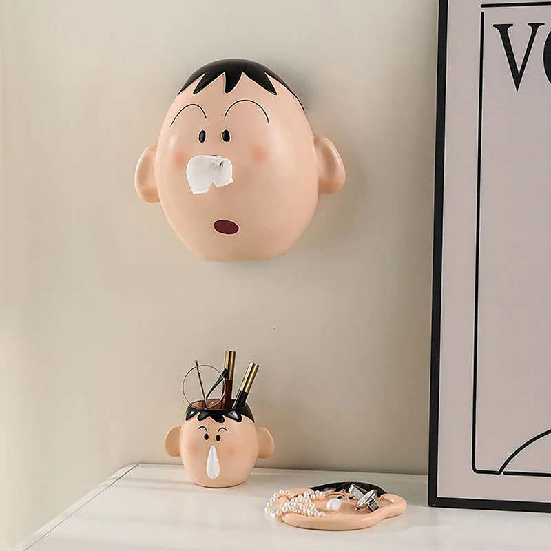 Kawaii Cartoon Paper Roller Creative Household No-Punch Tissue Box Wall Mounted Tissue Box For Kitchen Bathroom 3
