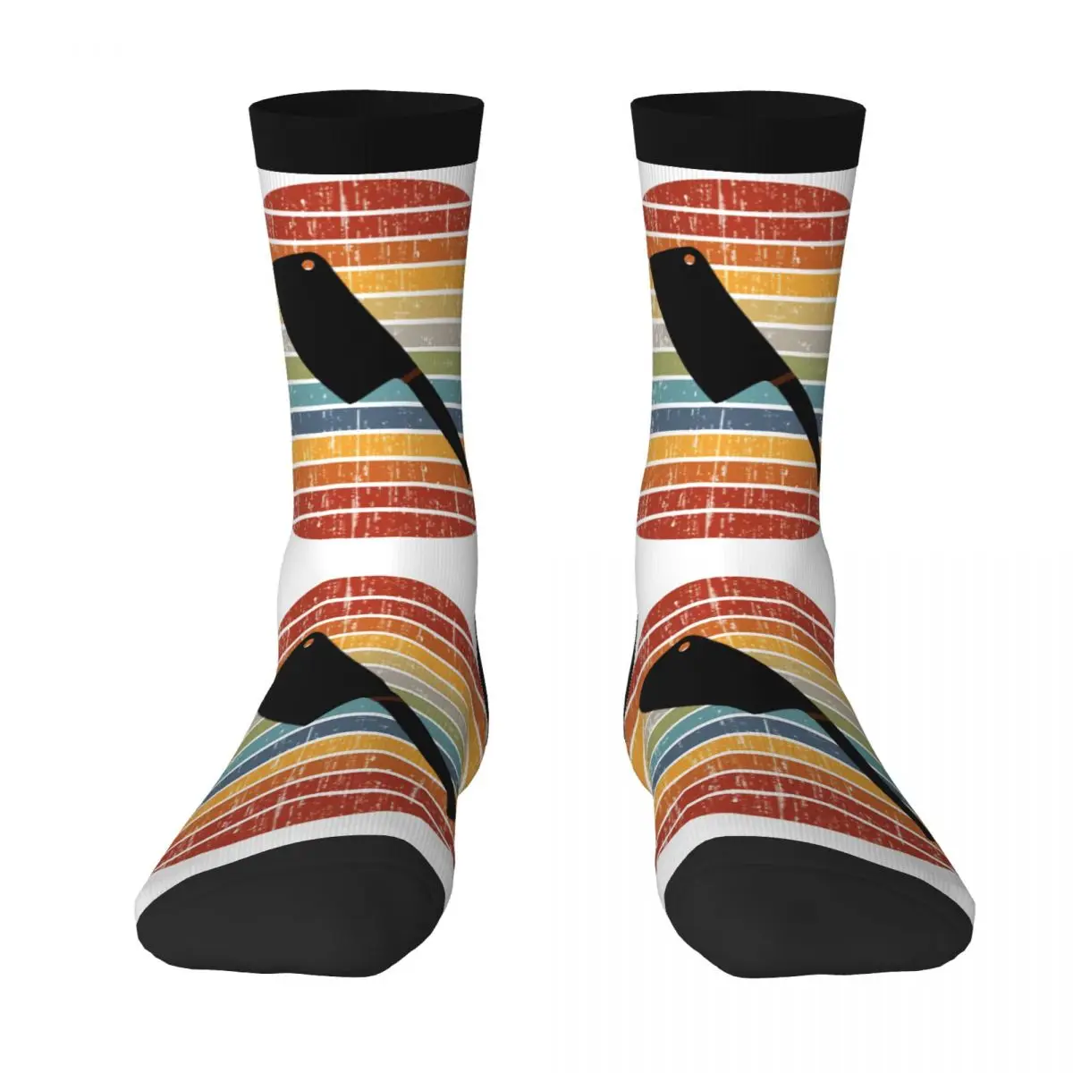 

Vintage Retro Meat Cleaver Butcher Knife Icon Fitted Socks Graphic Vintage Geek Contrast color Blanket roll Compression Socks