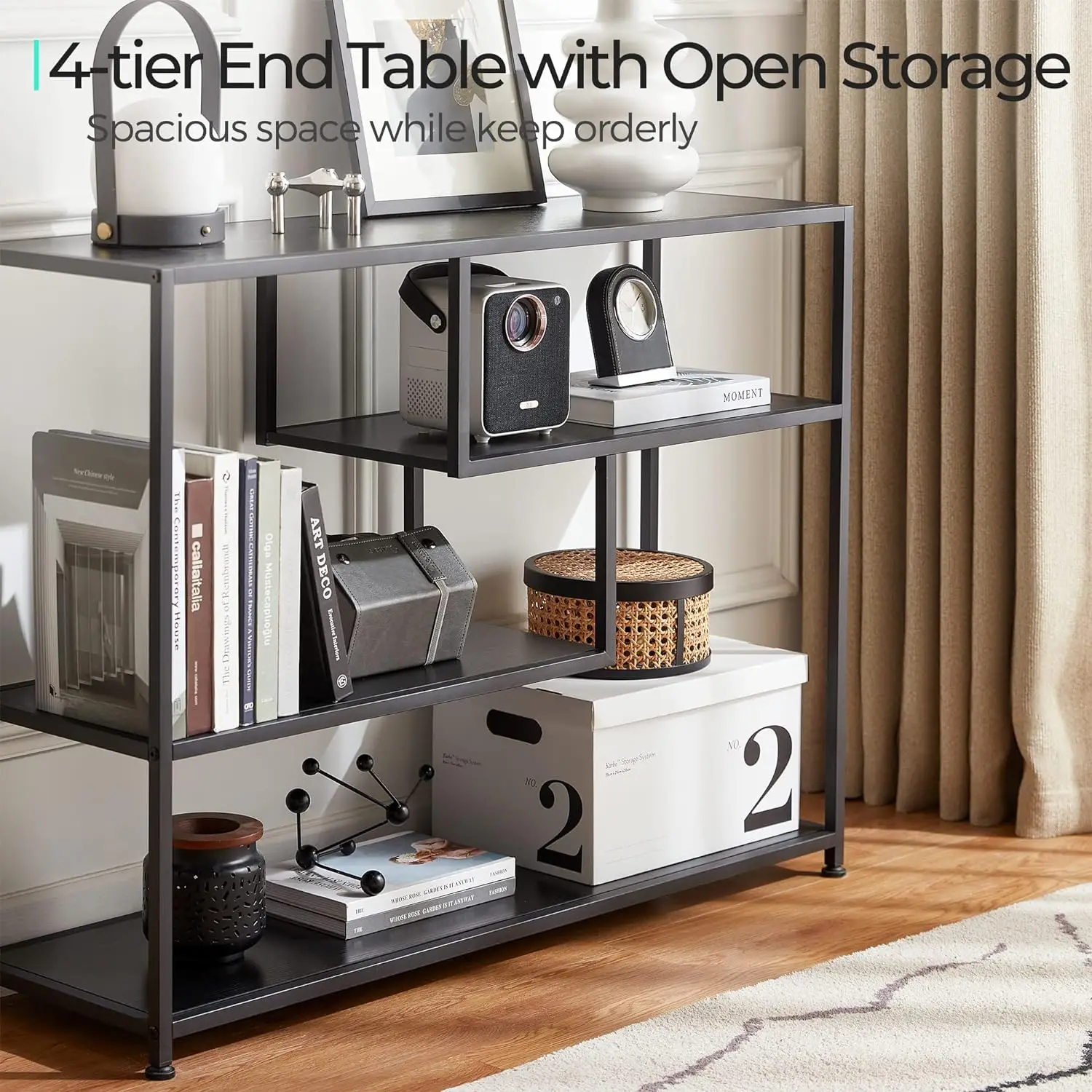 LINSY HOME Console Table 4-Tier Sofa Tables for Entryway Narrow Tables Open Storage Shelves 39.3&rdquo; Console