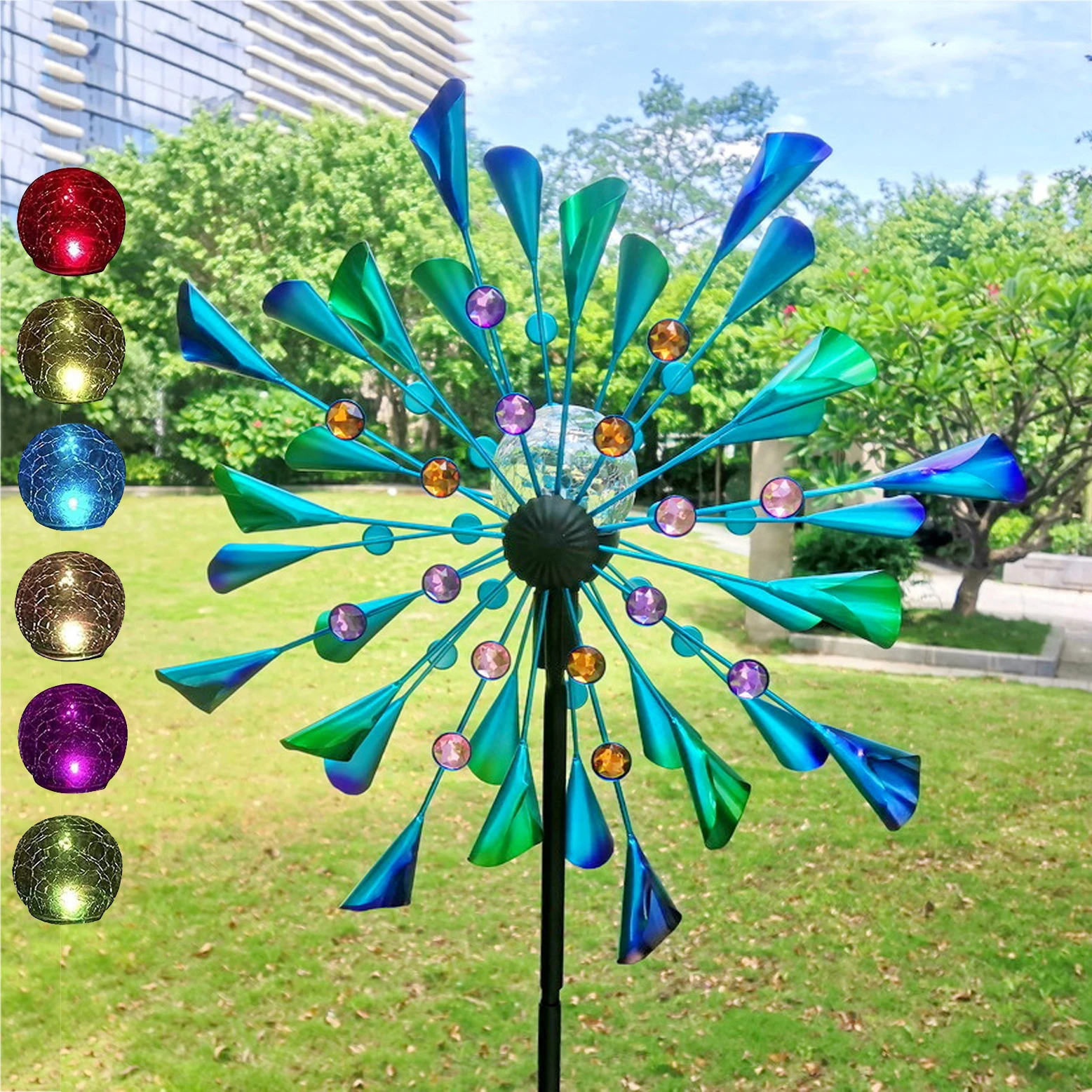 Trumpet Wind Spinners Solar Led Lights Outdoor 78 Inches For Yard Patio Lawn Garden