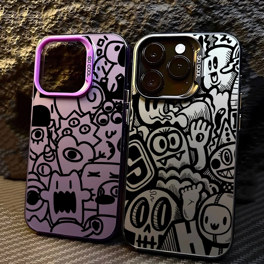 Matte Black Graffiti Style Phone Case