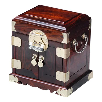 Redwood Jewelry Boxes Luxury Wood Case Rosewood Jewelry Box for Women Vintage Storage Box 3 Layers Earings Necklace Display Gift