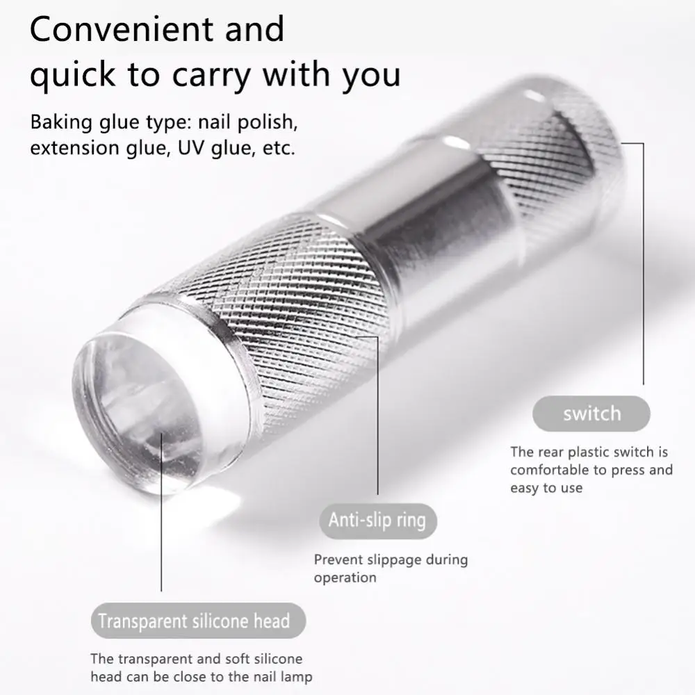 네일 아트 UV 미니 손전등 스탬퍼 포함, 휴대용 실리콘 핸드 헬드 LED 라이트, 손톱 광택제 건조기, 빠른 매니큐어 램프, 1  20 개