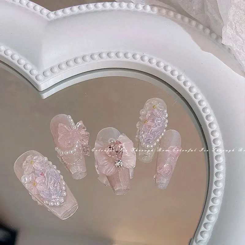 Lazos de cinta de gelatina para decoración de uñas, accesorios de decoración de uñas de Corea, coloridos, transparentes, 3D, piezas, 100
