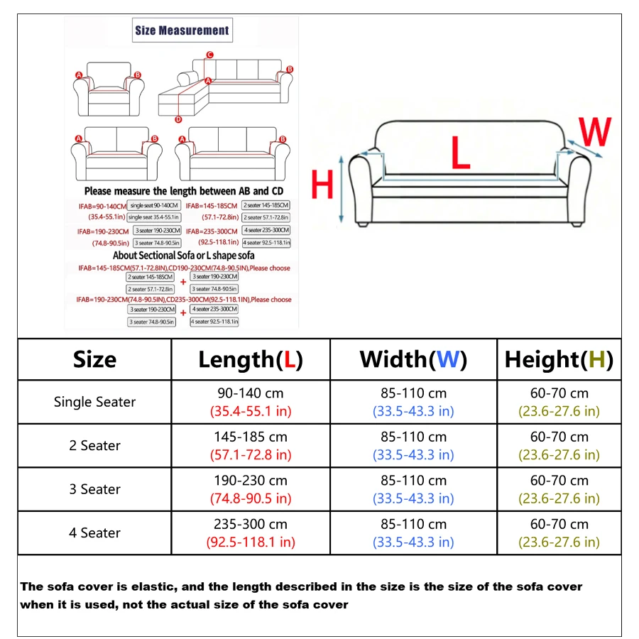 Sofa Cover 1PC Elastic Jacquard for 1/2/3/4 Seater L-shaped Corner Sofa Living Room