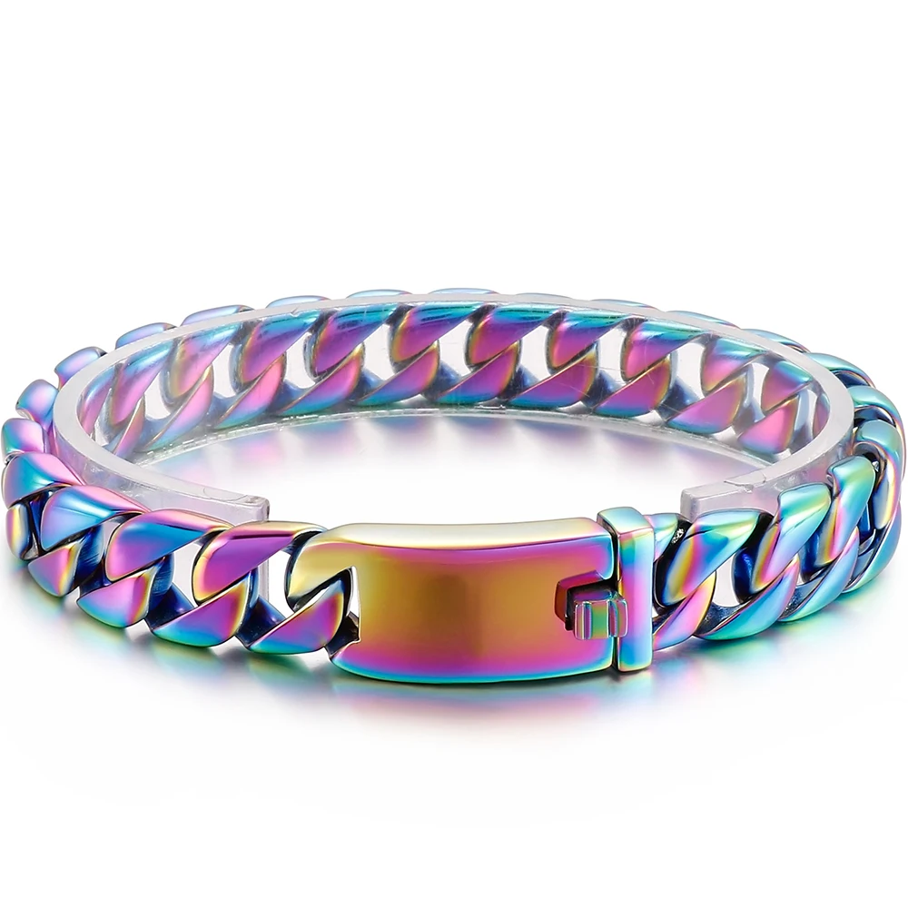 Esmoly Bracciale Uomo Argento Braccialetto 316L Acciaio Inossidabile Catena Cubana Regalo Uomo Ragazzo 19CM/21CM/23CM (Argento-3mm, 19cm