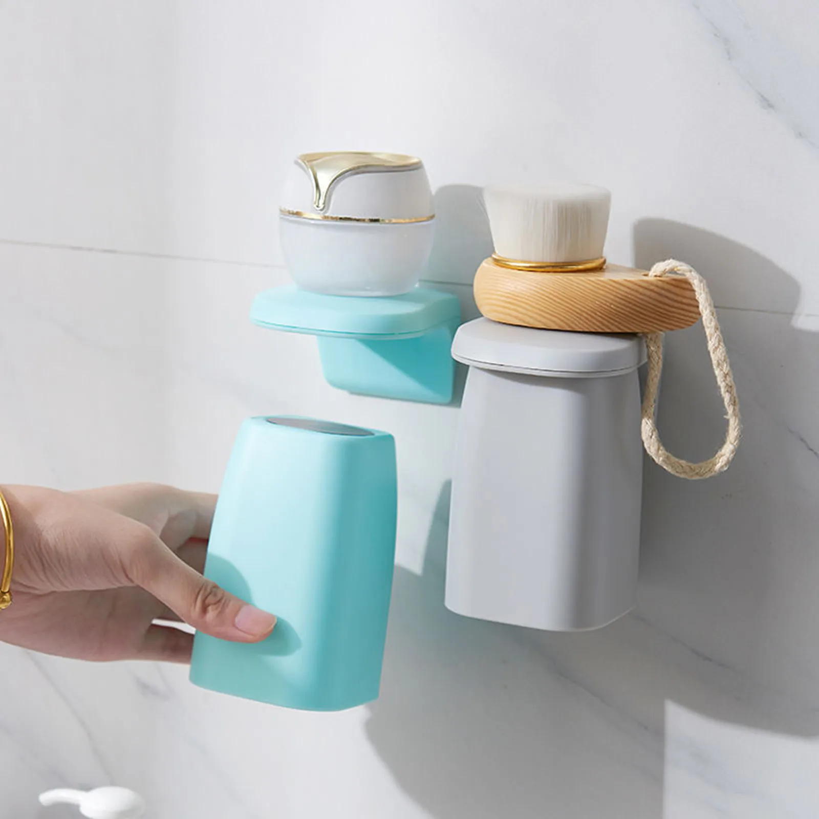 Bathroom Suction Mouthwash Cup Wall mounted Toothbrush Rack