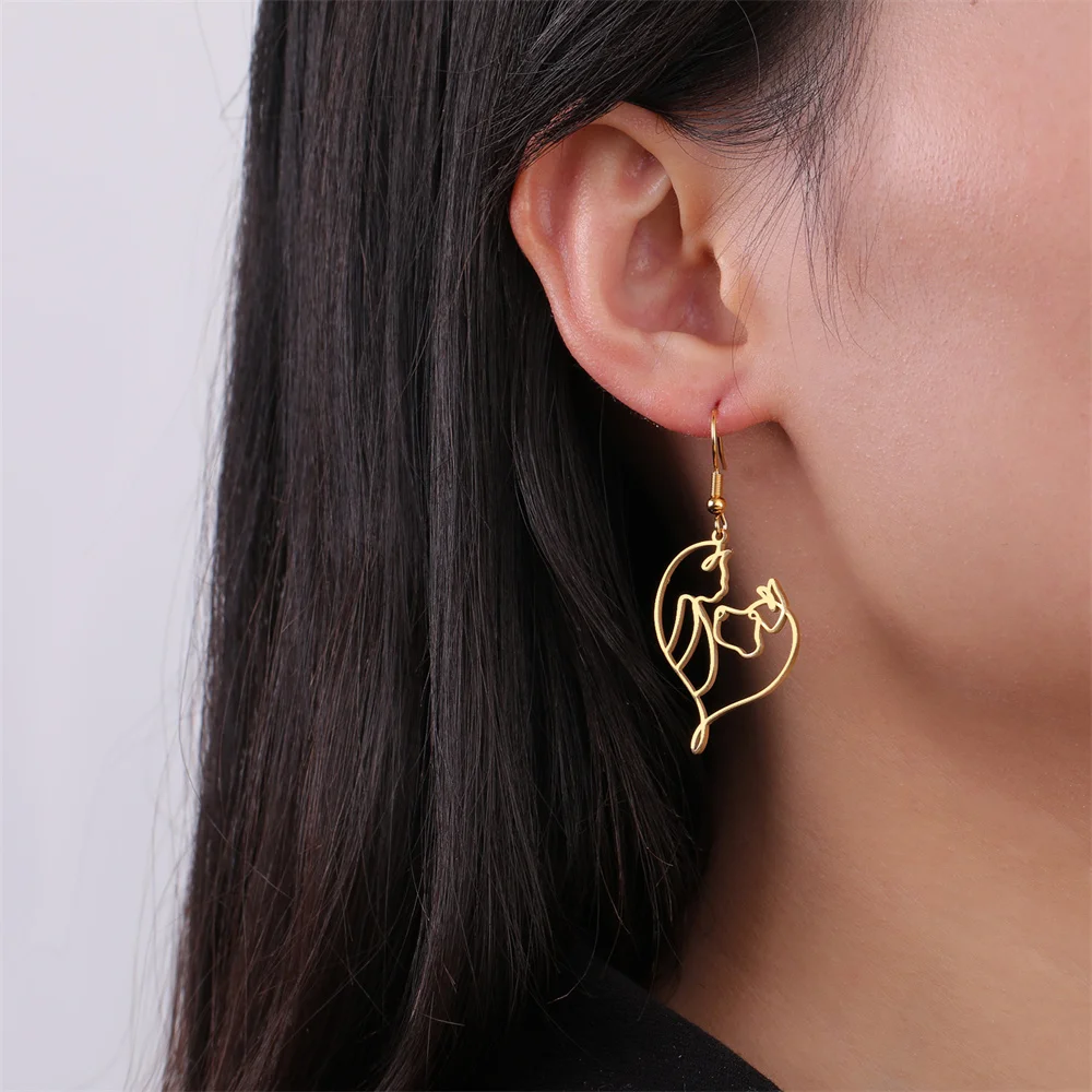 Cute Cat and Dog Dangle Earrings for Girls Stainless Steel Lovely Kitten Animal Drop Earring Fashion Jewelry - PeticaDeals