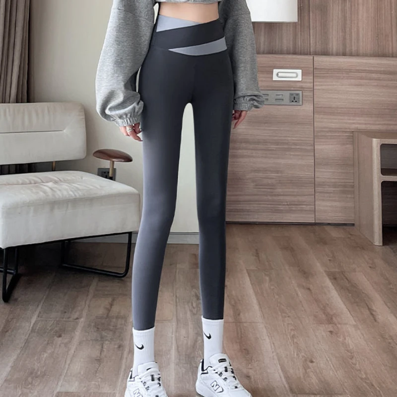 Autumn New Women Long Johns Fashion Shark Pants Casual Yoga Pants Cross Waist Leggings High Waist Skinny Pants Casual