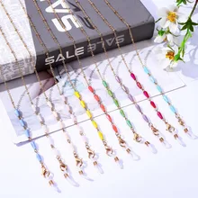 

Irregular Crystal Charm Glasses Chain Neck Strap Fashion Color Bead Children Sunglasses Mask Holder Lanyard Eyewear Accessories