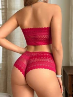 Ensemble Bralette sans bretelles en dentelle, soutien-gorge et culotte non rembourrés sans fil pour femmes, Lingerie confortable sans couture pour mariage, S-XL 6
