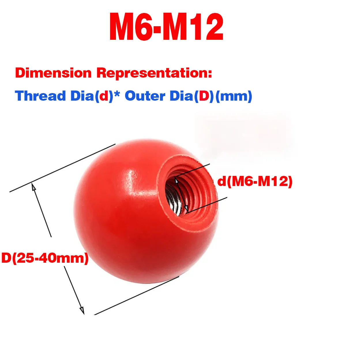 

Bakelite Solid Ball Nut/Ball Handle/Knob Nut/Rocker Handle Internal Thread M4-12