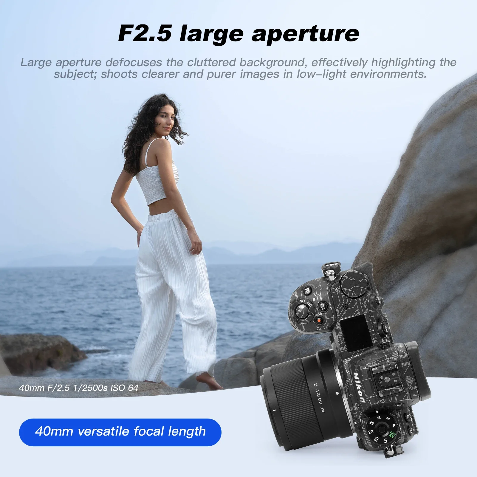 VILTROX 니콘 Z 카메라 렌즈, 풀 프레임 자동 초점, 인물 브이로그, 니콘 Zf, Zfc, Z6, Z7, Z8, 휴대용, F2.5, 40mm, 180g