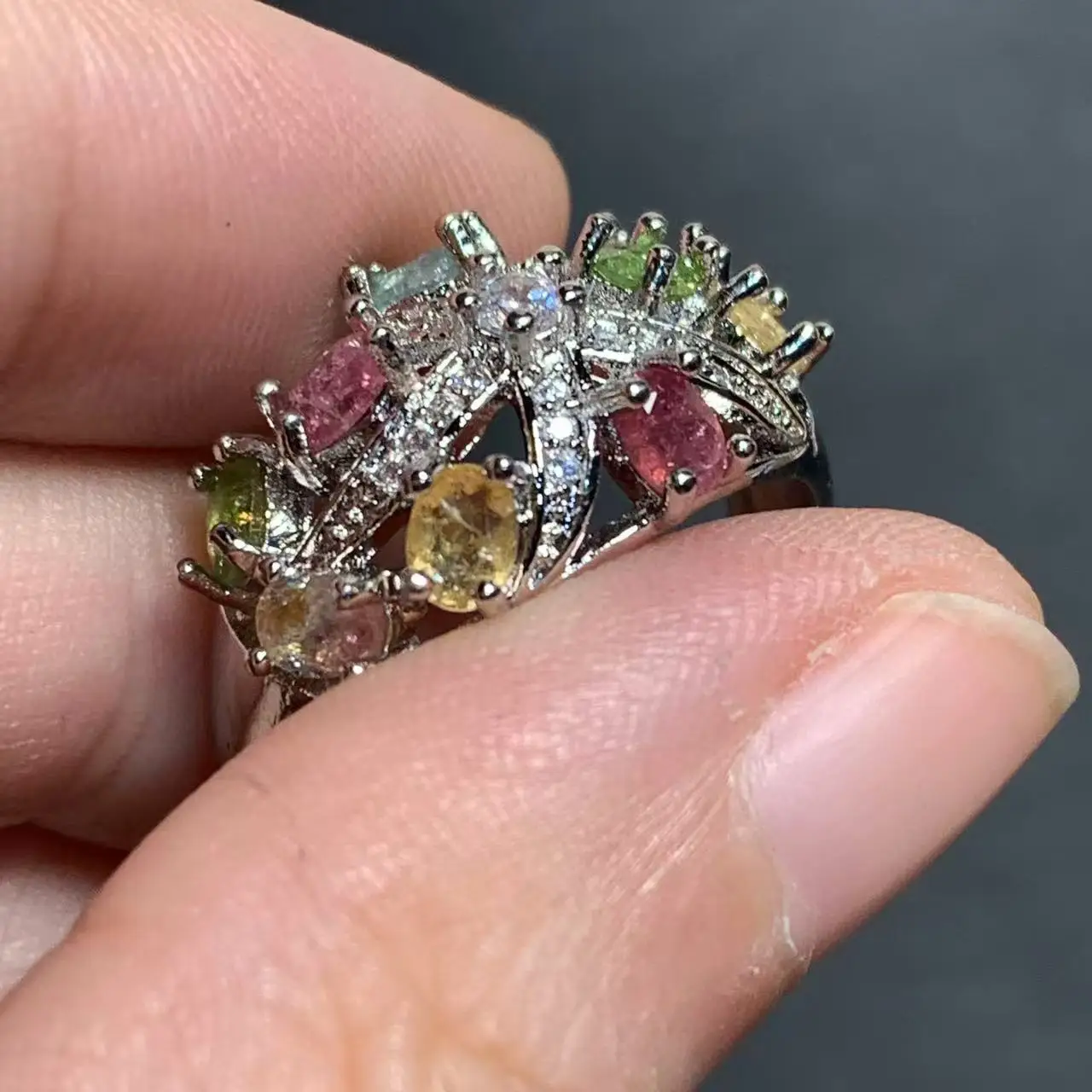 MM Natural Tourmaline Ring Adjustable Female Ring Jewelry for Women Gift Wholesale High Quality Vintage Fine