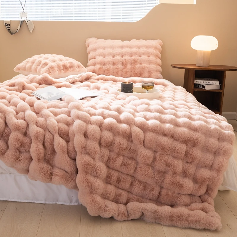 Ruched Faux Fur Throw Blanket Fur Blanket Blankets Bed Fur Throw