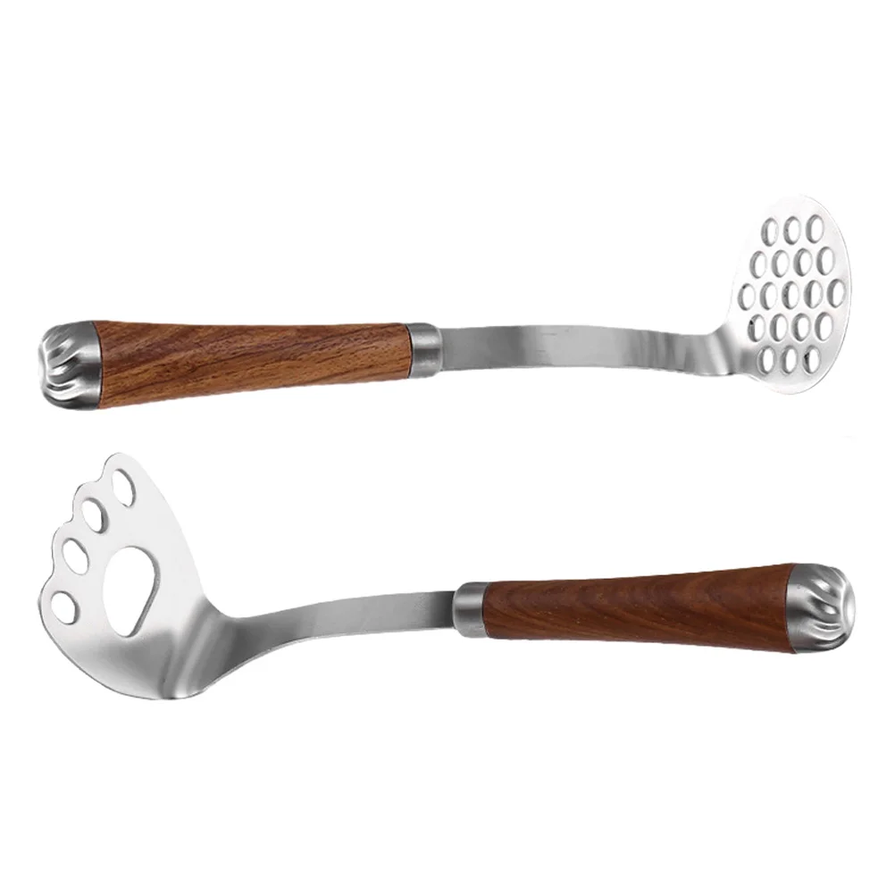

2PCS Manual Food Masher Wooden Handle Potato Masher Potato Fruits Pressing Tool