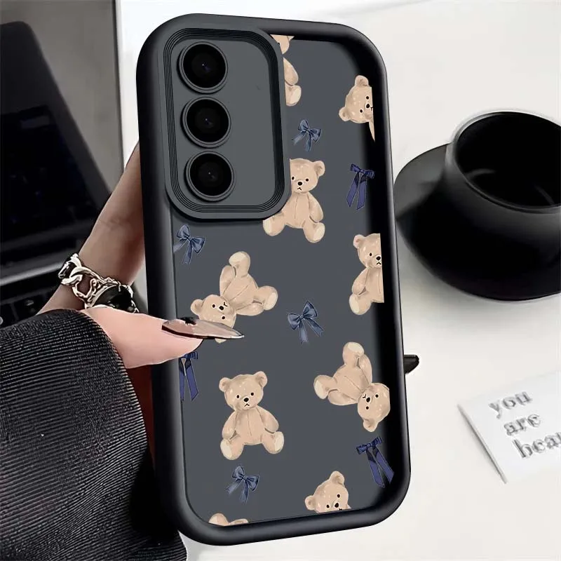 Adorable Love Bow Bear Silicone Soft Matte Phone Case