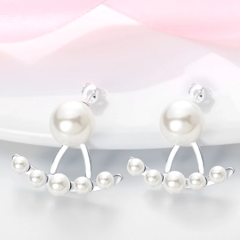 

2022 New Silver Color Fake Pearl Clip Earrings Women plata de ley Silver Color Earring Diy Fine Temperamental Banquet Jewelry