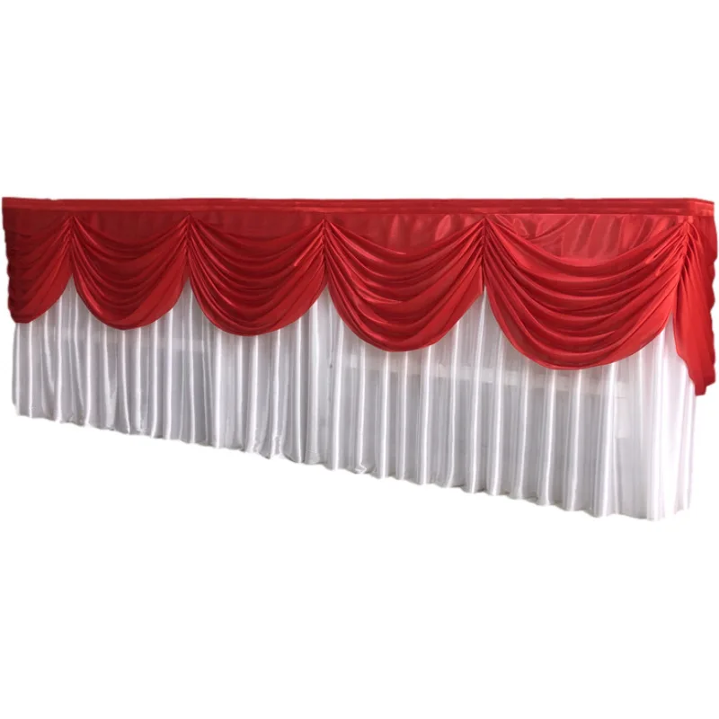 Ice Silk Table Skirt with Drop Curtain, Wedding Decoration, Birthday Party, Festival, Holiday Celebration, Banquet, Hotel,