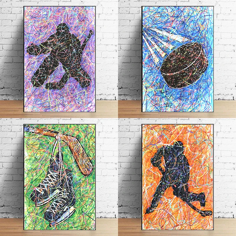 Hockey Kids Sports Event Fan Competition Shoes Poster Print Wall Art Pictures Canvas Painting Soggiorno Camera Da Letto Home Decor