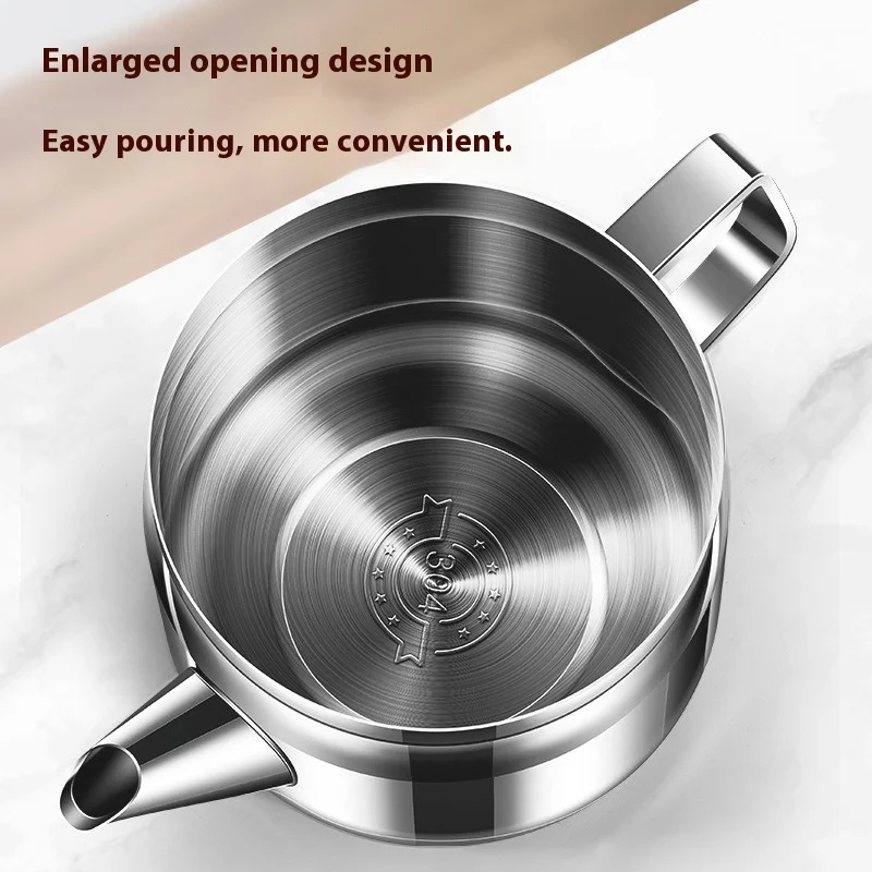 Stainless Steel Oil Strainer Pot with Fine Mesh Filter for Kitchen Use