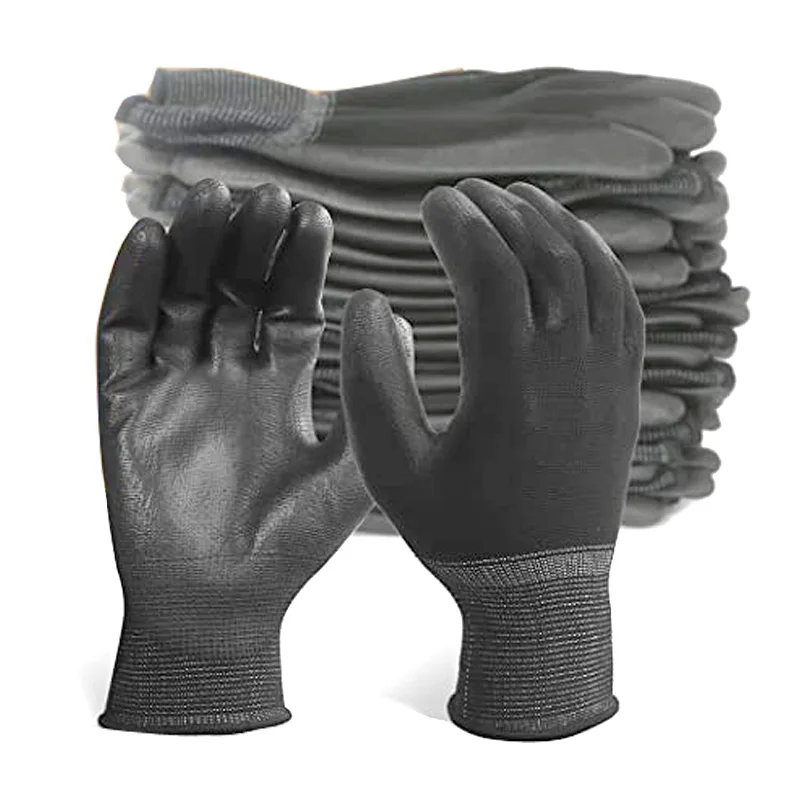 2 Pairs Thin PU Coated Palm Work Gloves Industrial Work Protect