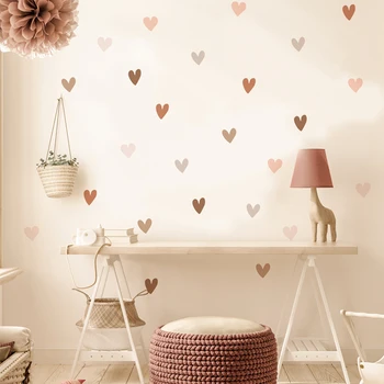 Autocollant Mural créatif Boho cœurs pour enfants, bébés filles et garçons, sparadrap d'art Mural en vinyle, décoration de chambre d'enfants, de maison 1