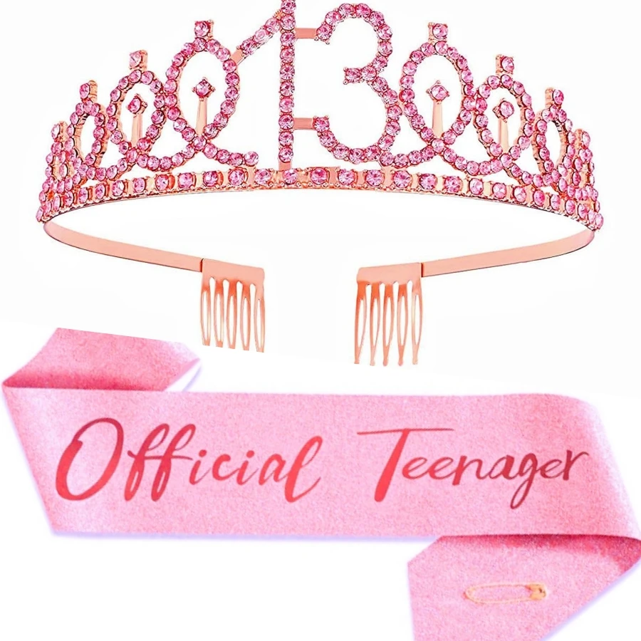 Geburtstags-Tiara Krone Schärpe für Frauen und Mädchen, Dies ist mein 4., 5., 6., 7., 8., 9., 10., 13., 16. Geburtstag, Party-Dekoration, Geschenke – Detail 9