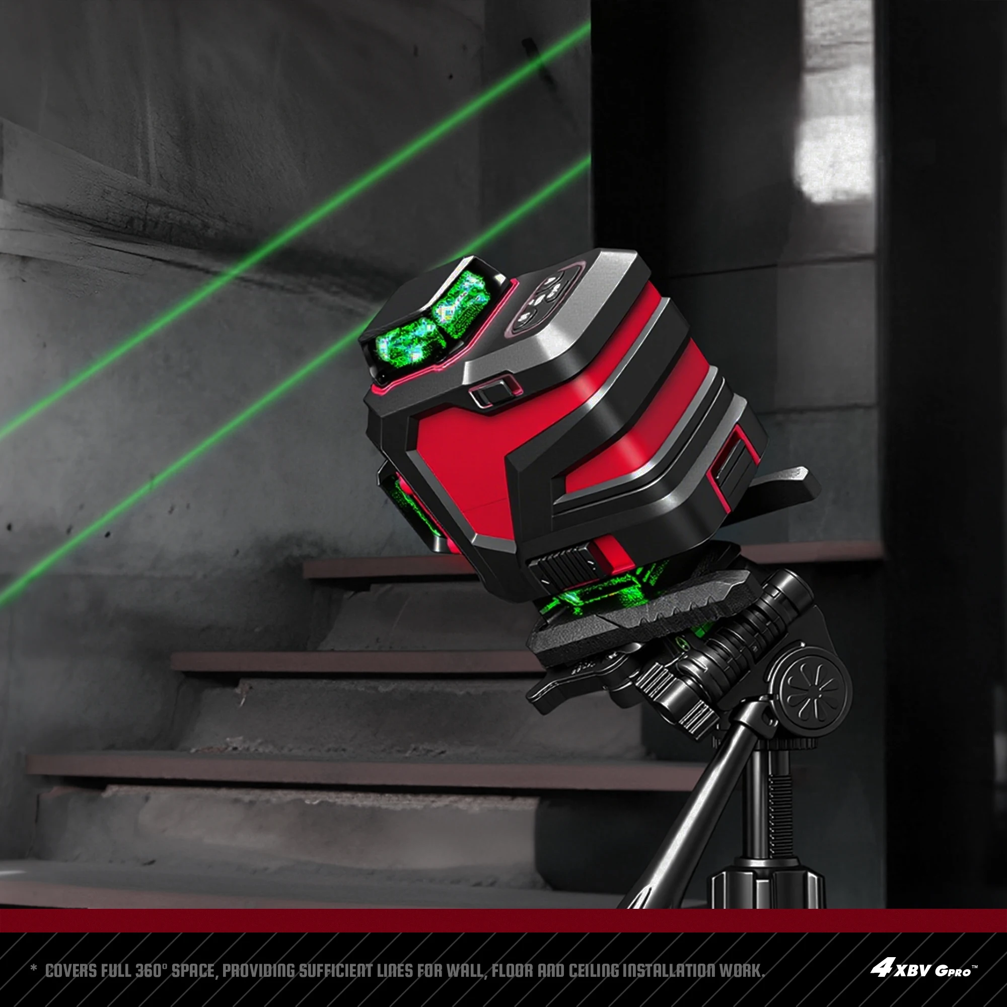 Laser Level 16 Lines 4-Plane Green Laser Level Tools 4D 3Ah/5.2Ah Power Self-Leveling Machine Horizontal & Vertical