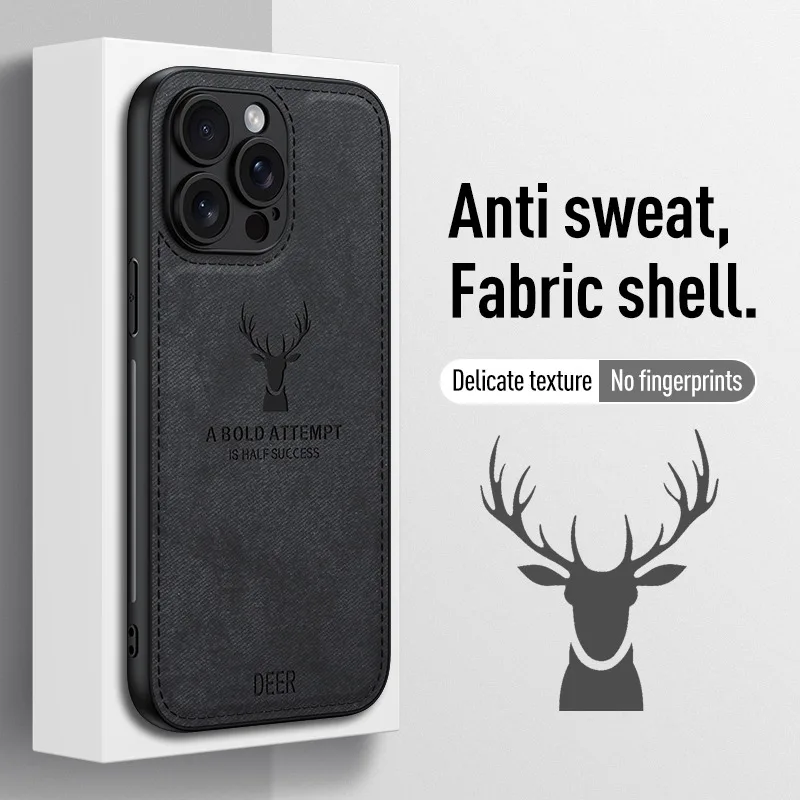 Elegant Deer Head Pattern Luxury Leather Texture Phone Case - Shockproof Soft Cover
