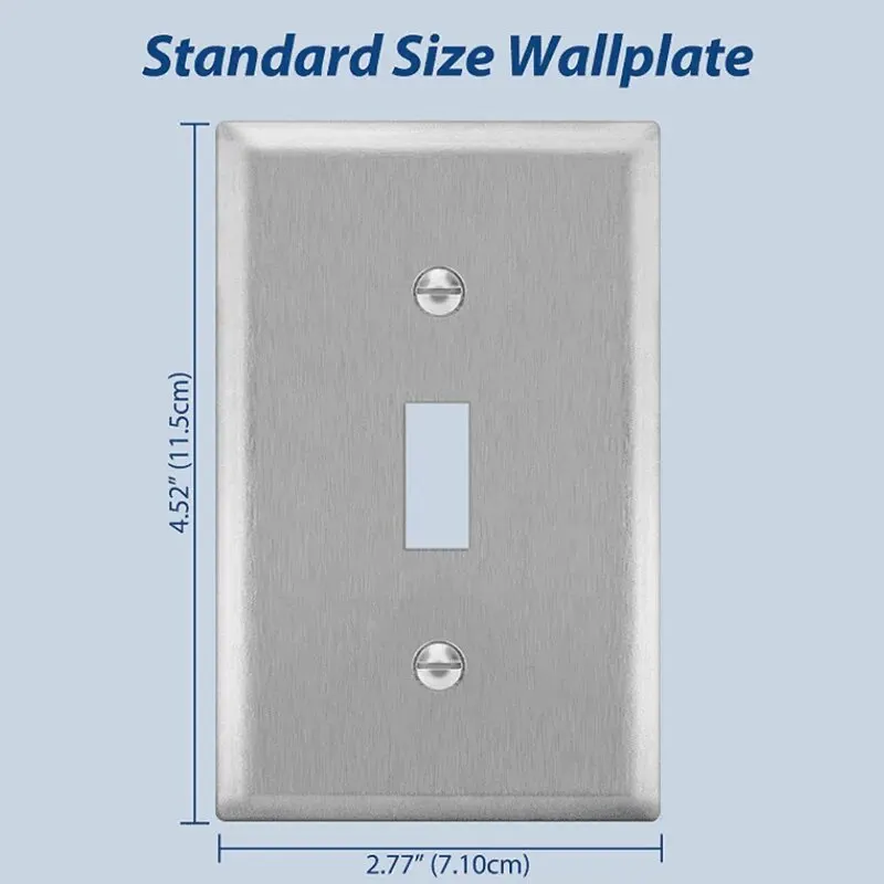 Light Switch Cover Switch Glass Panel American Standard Switch Panel Stainless Steel Socket Cover Decorative Wallboard for Bedroom Industrial Concealed Metal Cover