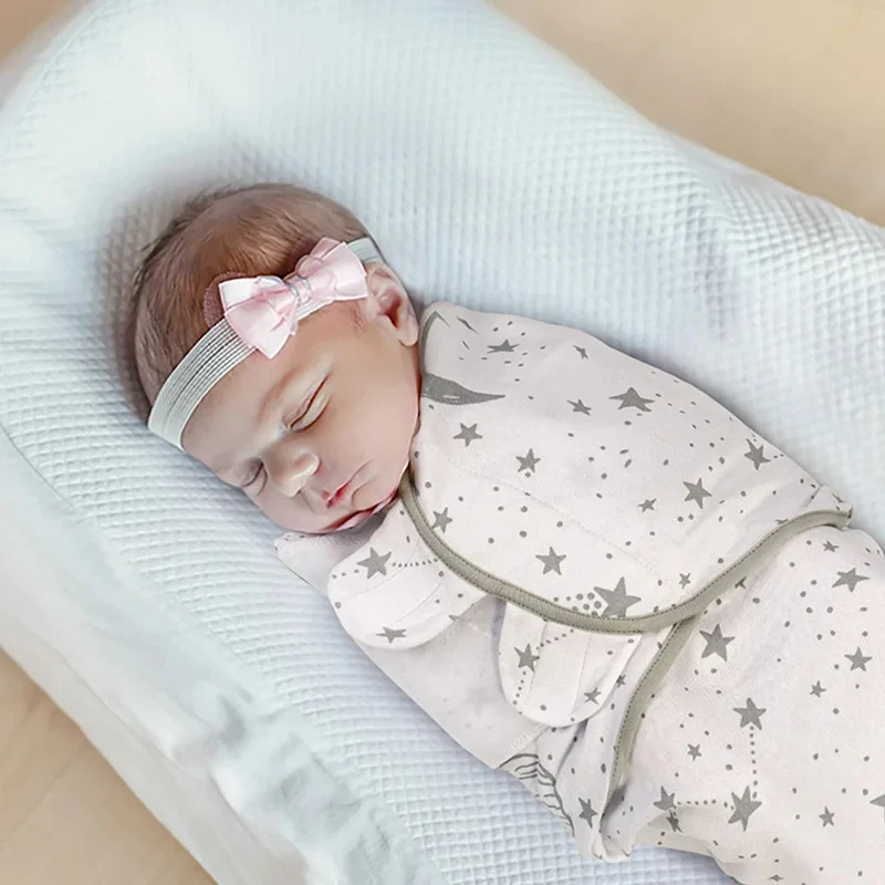 Baby Blanket Hat Set Cartoon Printed Cotton Newborn Swaddle Adjustable Infant Sleeping Swaddle Wraps All Seasons 0-6 Months 2