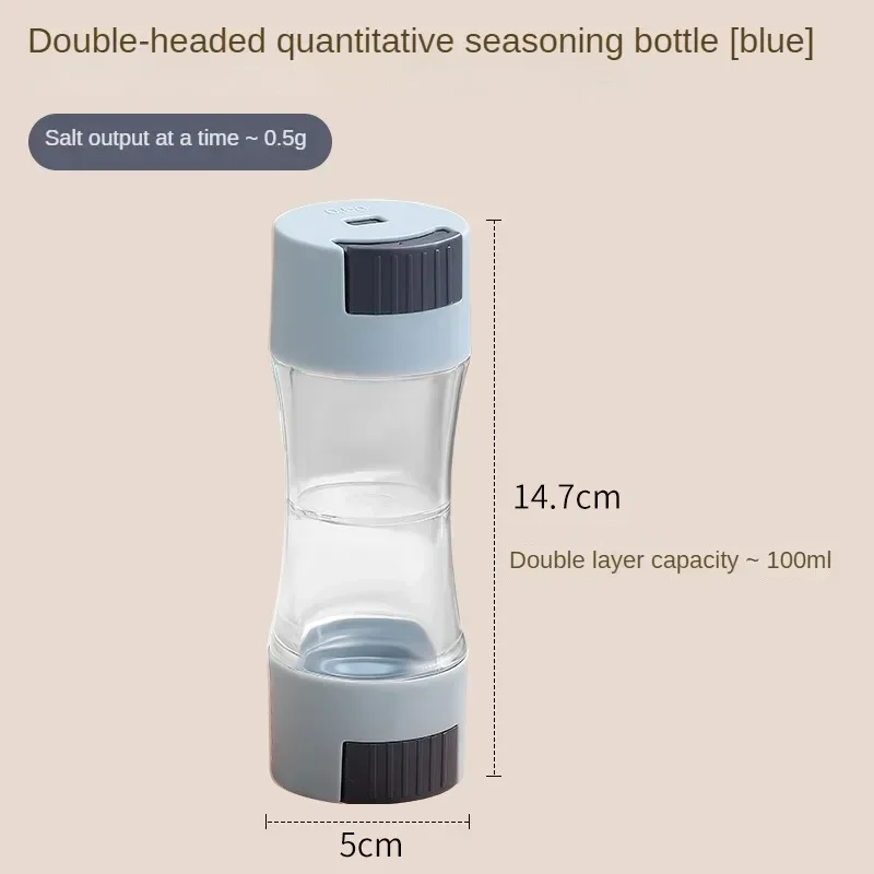 Seasoning Jar Salt Shaker Spices Bottle Salt Pepper Shakers 0.5g Metering Salt Shaker Press Type Dispenser Double-headed Sugar Spice Pepper Seasoning Bottle Quantitative Sprinkle Salt Tool