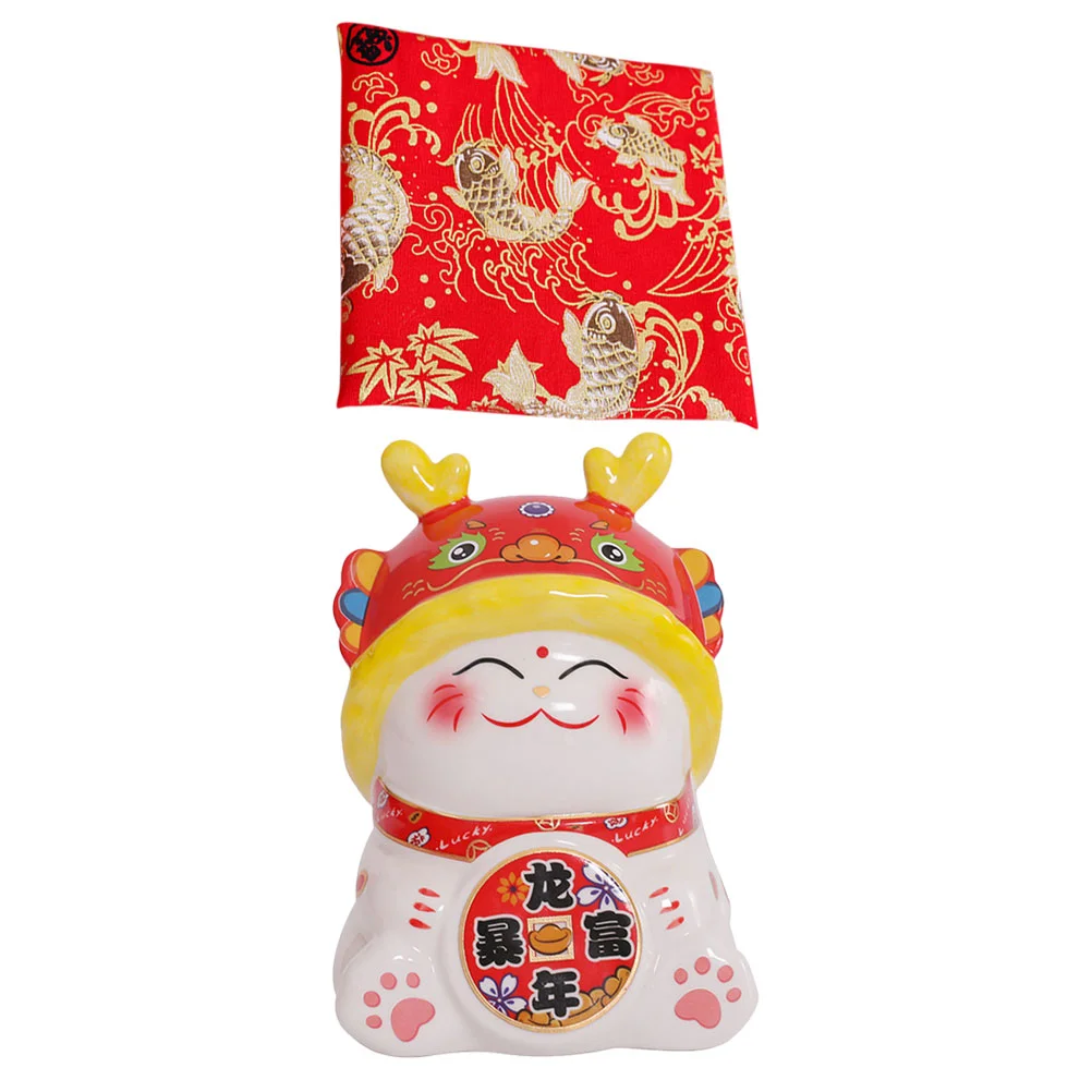 

Chinese Statue Sculpture Figurines Maneki Fortune Cat Money Saving Pot Coin Bank Feng Shui Lucky Cat Figurine Lunar New