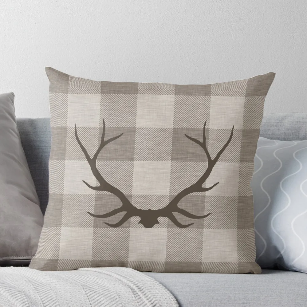 

Plaid Antlers - taupe Throw Pillow Sofa Cushions Covers Ornamental Pillow Pillow Covers Decorative