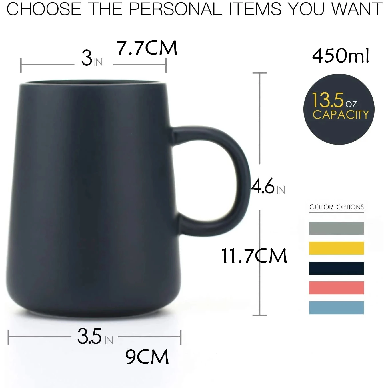 Tazza Da Caffè In Ceramica Opaca 450 Ml - Artigianale Per Microonde E Lavastoviglie, Regalo Per Ufficio E Casa